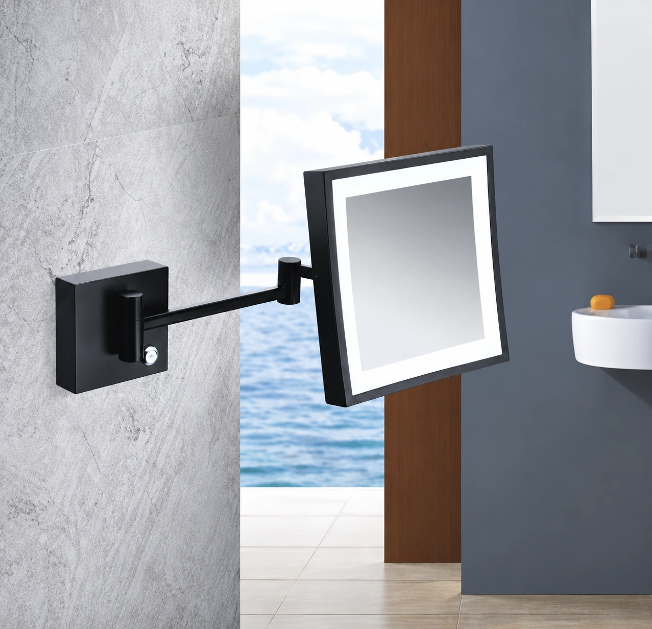 Square Makeup Mirror — Dark Finish